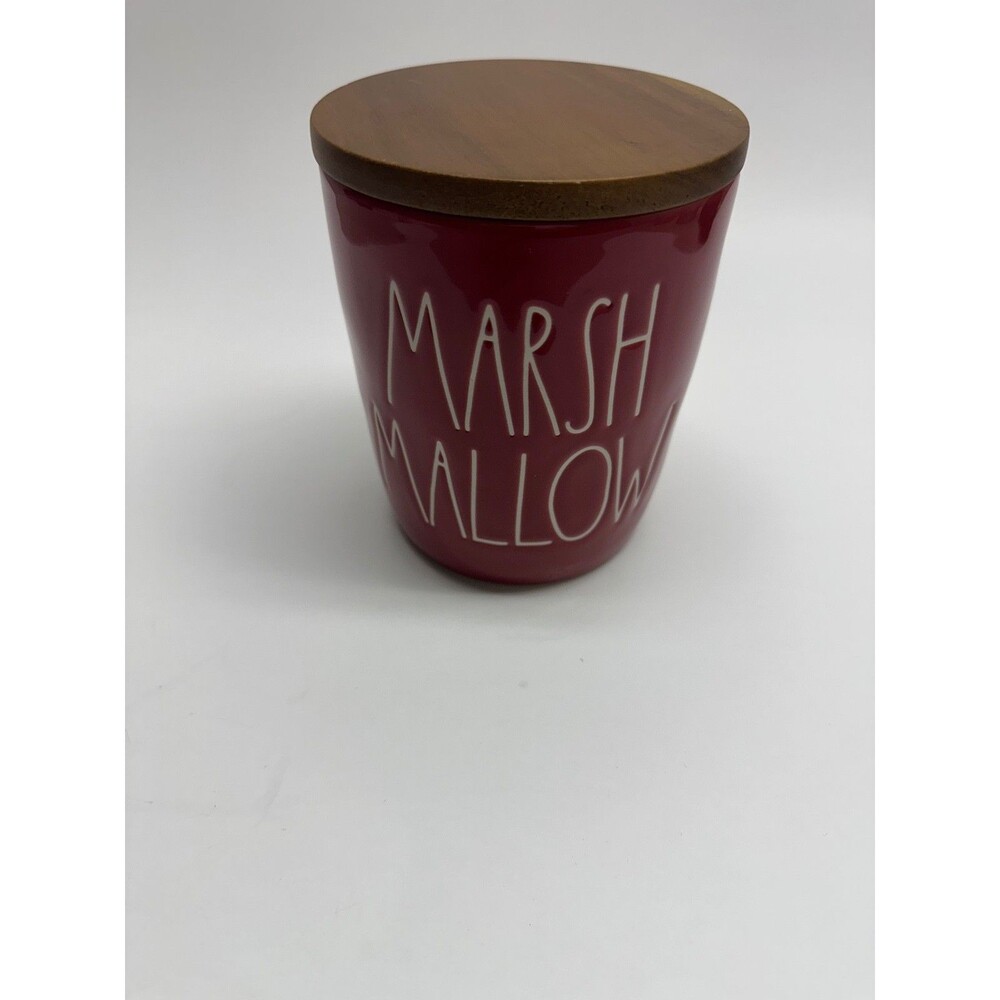 Rae Dunn MARSH MALLOW Red Canister Wood Lid Artisan Collection Christmas